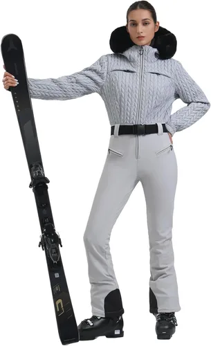 Vista 49 de GSOU SNOW Traje de esquí para mujer, traje de nieve delgado de una pieza, chaqueta de nieve, impermeable, resistente al viento, deportes al aire