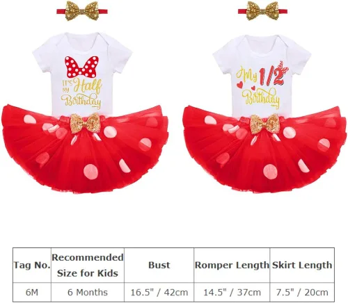 Vista 7 de Conjunto de falda de princesa con diseño de lunares para bebé para el primer cumpleaños de niñas