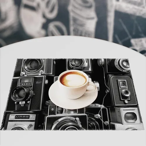 Vista 7 de Retro Cool Camera Collection Placemats Set of 4 Easy Clean Washable Canvas Table Mats Heat Resistant Dining Table Cloth Place Mats for Kitchen