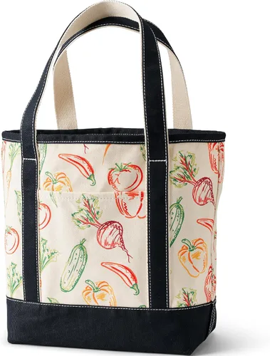 Vista 33 de Lands' End Bolso de lona abierto Natural/Azul marino radiante