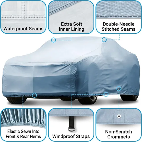 Vista 2 de iCarCover Compatible con Chevy Spark 2012-2022 cubierta de automóvil para automóviles, ajuste completo, acolchado, exterior, impermeable, fundas