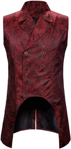 Vista 4 de Chaleco victoriano steampunk vintage gótico medieval para hombre Azul marino