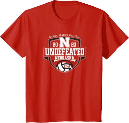 Vista 3 de Nebraska Cornhuskers Camiseta de voleibol Undefeated 2023 roja para mujer, Rojo