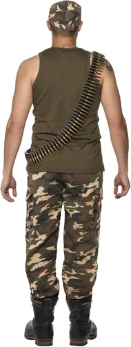Vista 3 de Smiffys Disfraz de camuflaje caqui para hombre, color verde caqui