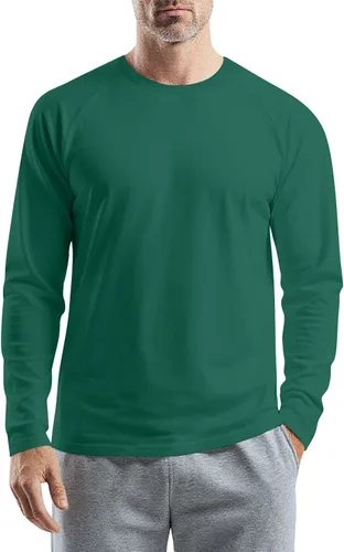 Vista 10 de Camisetas para hombre, manga larga, color sólido, cuello redondo, camisetas básicas informales, M-3XL