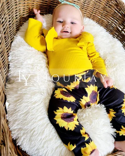 Vista 5 de fioukiay Ropa de bebé para niñas, conjuntos de mameluco acanalado para niños pequeños, conjuntos de ropa de otoño e invierno