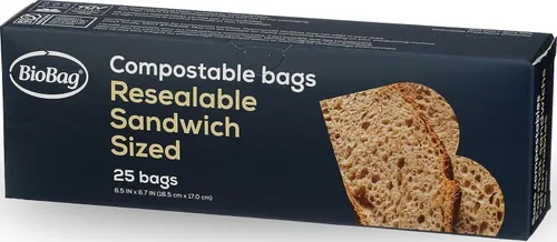 Vista 11 de BioBag Bolsas de almacenamiento de alimentos resellables 100% compostables certificadas, 20 unidades, cuartos de galón, perfectas para refrigerador