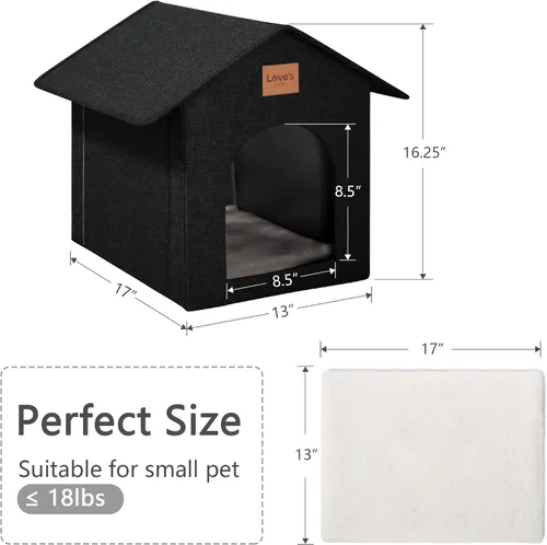 Vista 5 de Love's cabin - Casa para gatos al aire libre resistente a la intemperie, aislada, para invierno, impermeable, para gatos de interior, refugio