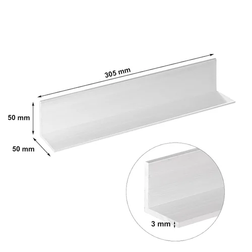 Vista 2 de 3 piezas de ángulo de aluminio de 2 "x 2", 1/8" de grosor, 12 pulgadas de longitud T6511 Molino Stock