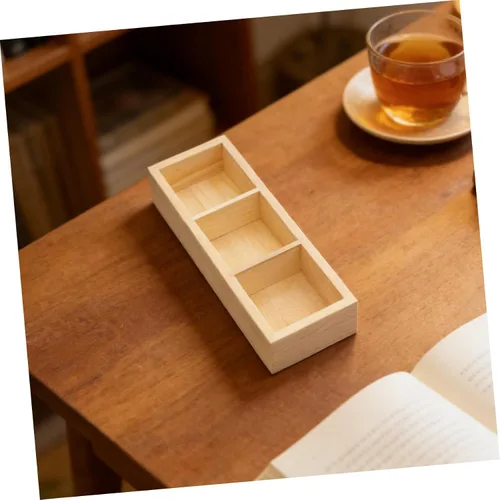 Vista 8 de SUPVOX Wooden Tea Bag Organizer with 3 Compartments Tea Storage Box for Drawer and Cabinet for Kitchen and Office Use