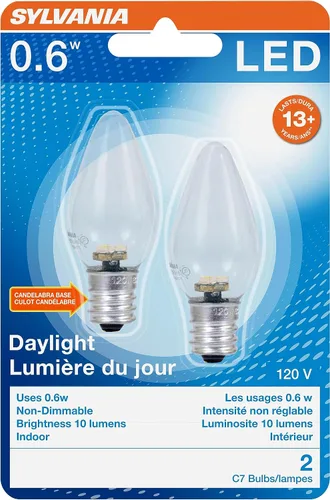 Vista 3 de Sylvania - Bombilla LED C7, eficiente de 0.6 W, 4 lúmenes, paquete de 2