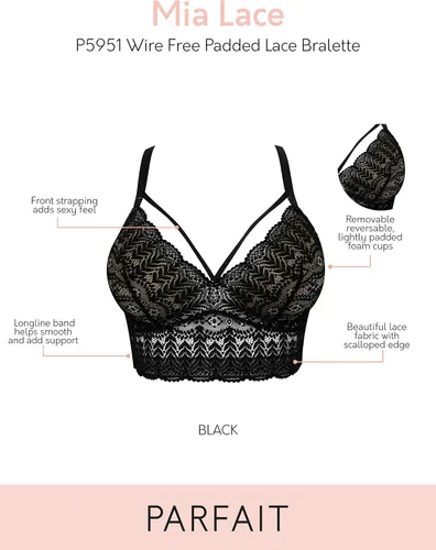 Vista 5 de PARFAIT Mia Lace P5951 - Brasier sin varillas para mujer, con busto completo, ligeramente acolchado