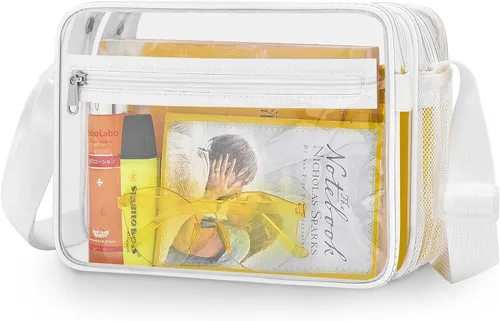 Vista 6 de Bolsa de mensajero transparente aprobada para estadios de 12 x 12 x 6, bolsa transparente de doble compartimento para concierto de estadio