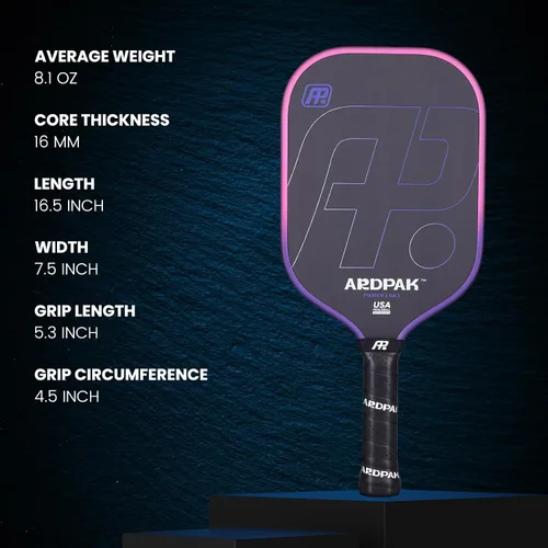 Vista 3 de Pickleball Paddle, T700 Carbon Fiber Abrasion-Resistant Surface, 16MM Polypropylene Honeycomb core, USAPA Approved, High Grit,The Pickleball Paddle