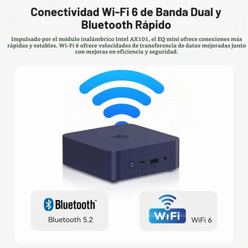 Vista 9 de Mini PC Beelink EQ mini con procesador N150, 12 GB de LPDDR5 y SSD de 500