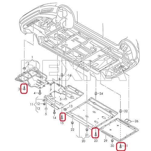 Vista 5 de Rexka 10 piezas T25 Fender Liner Splash Shield Cubierta de parachoques Autoperforantes Tornillo Torx Compatible con N90974701 Volkswagon Audi Porsche