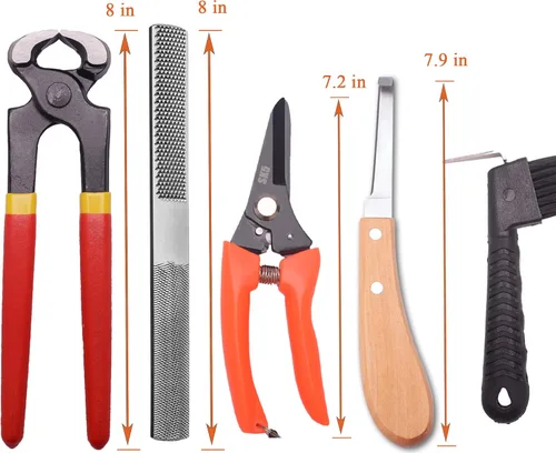 Vista 4 de Kit de herramientas de herrador de 8 pulgadas (7 piezas) Mini Rasp Hoof File Cabra Cerdo Equino Metal Tijeras Profesionales Herradores Hoof Hoof