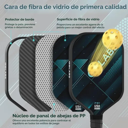 Vista 3 de Golabs Pickleball Paddles Set of 2,Fiberglass USAPA Approved 16mm Thickness
