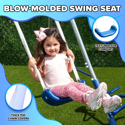 Vista 4 de Sportspower Taylor - Juego de columpio de metal galvanizado de 700 libras para niños para patio trasero y exteriores con Teeter-Totter, platillo