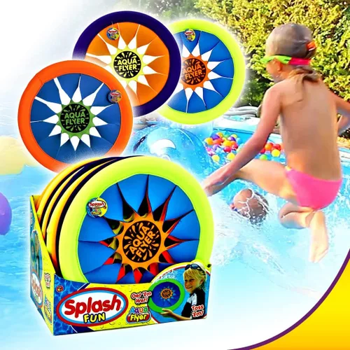 Vista 6 de JA-RU Splash Fun - Disco volador suave (12 voladores de agua) Platillo deslizante y volador para niños juguetes al aire libre. Esenciales de playa