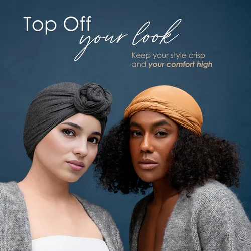 Vista 5 de Turbante Halo con Forro de Satén de Seda Envolvente de Cabeza Preajustado Gorro de Calavera para Hombres y Mujeres Gorro para Dormir Cubierta