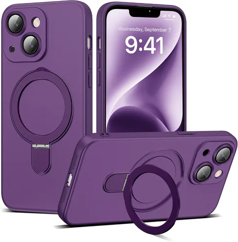 Vista 24 de Funda compatible con iPhone 12 con soporte de anillo magnético invisible [compatible con Mag-Safe] [Protector completo de lente de cámara] Funda