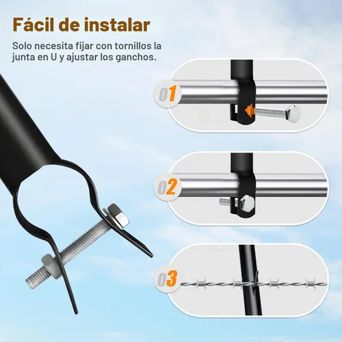 Vista 5 de Paquete de 10 extensiones de brazo de alambre de púas para valla de eslabones de cadena, brazo extendido de alambre de púas de 25 pulgadas para riel
