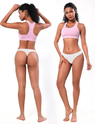 Vista 3 de Bubblelime - Panties deportivos tipo tanga, tiro bajo, no se transparentan, panties sexis invisibles y transpirables (paquetes de 6, 3 y 1 unidades)