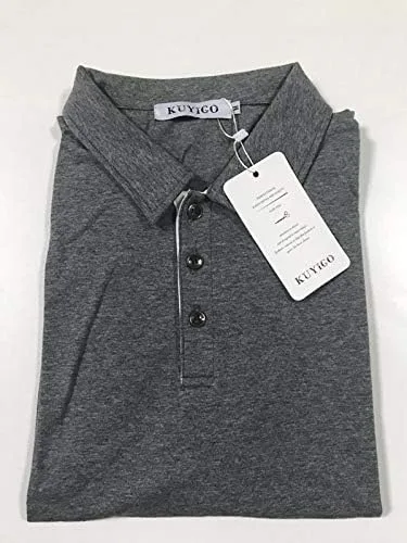 Vista 4 de KUYIGO Men's Short & Long Sleeve Polo Shirts Casual Slim Fit Basic Designed Cotton Shirts