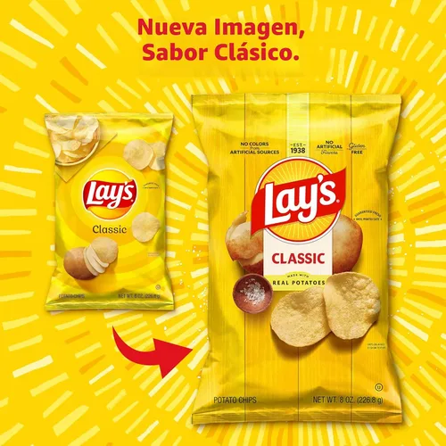 Vista 4 de Lay's Papas Fritas Clásicas, Papas Fritas Sin Gluten, Tamaño de Fiesta, Bolsa de 13 oz