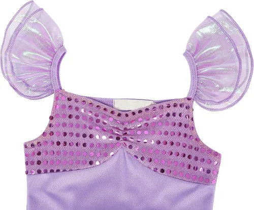Vista 6 de Eledobby Ariel Dress for Girls Little Mermaid Costume Halloween Princess Mermaids Dress Up Cosplay Brithday Party Outfits