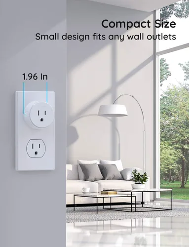 Vista 6 de Govee Paquete de 2 enchufes inteligentes duales, toma Bluetooth WiFi de 15 A, funciona con Alexa y Google Assistant, paquete de diseño compacto 2