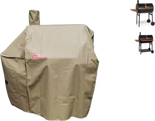 Vista 4 de Cubierta para parrilla para ahumador Char Griller 2823, 2123 600D, lona resistente al agua, para todo tipo de clima, cubierta de carbón para ahumar