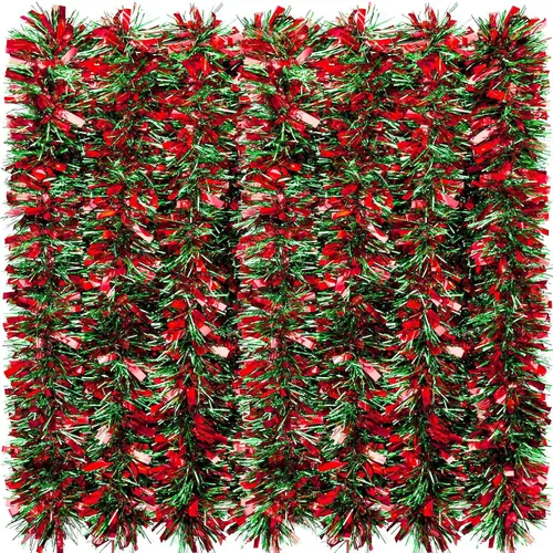 Vista 8 de WILLBOND - Guirnalda de oropel de Navidad de 26,2 pies, guirnalda de oropel metálico con purpurina, guirnalda colgante para árbol de Navidad