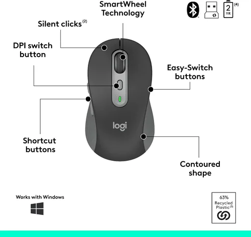 Vista 7 de Logitech Signature Slim MK955 Combo para Negocios Edición Copilot, Copilot de Microsoft, Copilot en Windows, Teclado y Mouse Inalámbricos