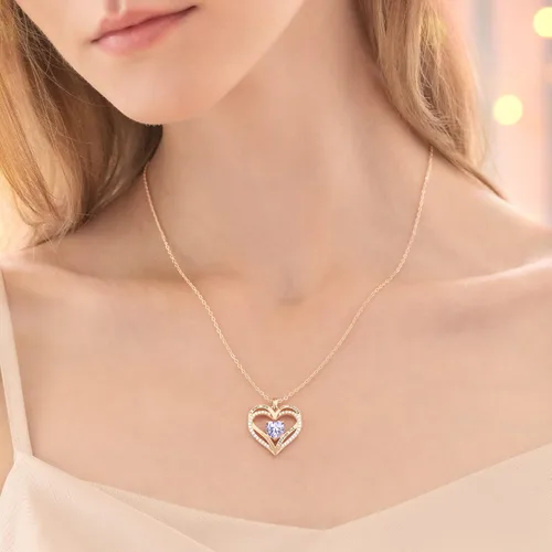 Vista 30 de CDE Collares de piedra natal para mujer, plata de ley 925, collar con colgante de corazón para siempre, Navidad, cumpleaños, aniversario, día de San