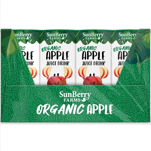 Vista 3 de Sunberry Farms Bebida orgánica de jugo de manzana, paquete de 32 (6.75 onzas líquidas cada uno), sin azúcar añadido, USDA Orgánico, sin gluten, sin