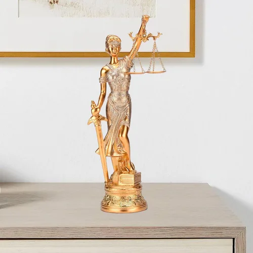 Vista 7 de BRABUD Estatua de resina para dama de la justicia, diosa griega romana de la justicia, 14.3 pulgadas de alto, estatua de ley, estantería de oficina