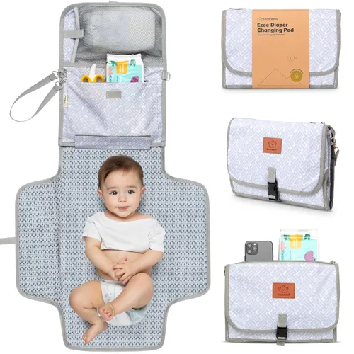Vista 11 de KeaBabies Cambiador portátil de pañales - Gran cambiador de bebé impermeable, compacto para viajes, bolsillos funcionales para accesorios esenciales