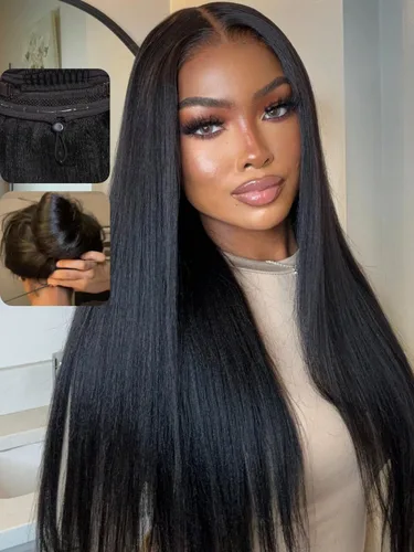 Vista 8 de Wear and Go - Peluca de encaje frontal 360 HD, cabello humano de 28 pulgadas, con encaje precortado, correa oculta, cordón invisible, sin pegamento