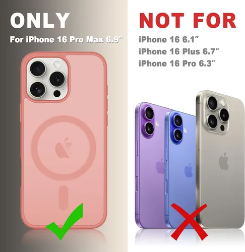 Vista 1195 de Funda para Google Pixel 10 Pro XL, cubierta magnética mate, color negro Fit for MagSafe, Screen Protector included, Shockproof Military Grade