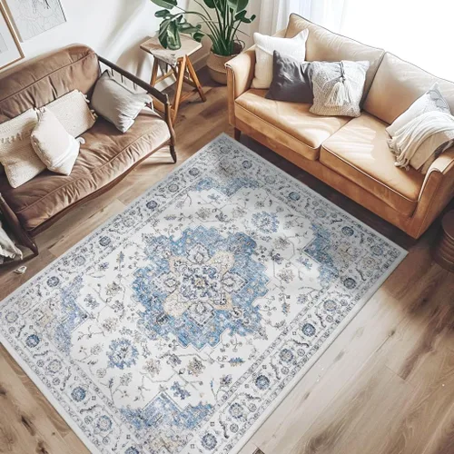 Vista 20 de jinchan Alfombra de Área 2x3 pies Alfombra Vintage de Entrada Lavable Bohemia Tapete Interior para Puerta Medallón Floral Tapete Pequeño para Puerta