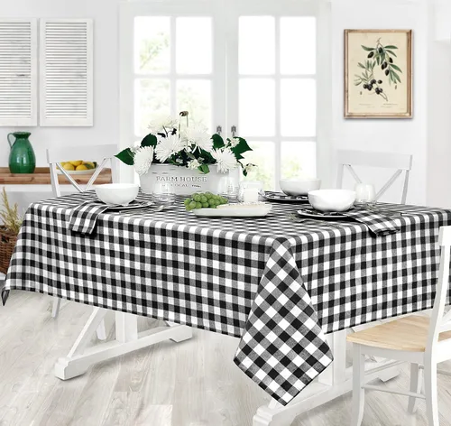 Vista 17 de Home Bargains Plus Country Rustic Buffalo - Juego de 4 manteles individuales de algodón a cuadros, color negro, a cuadros, de fácil cuidado