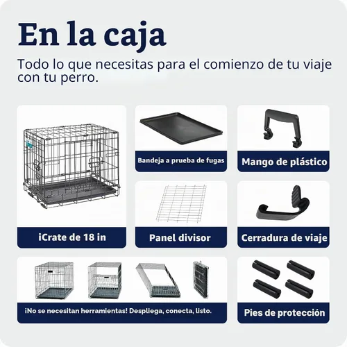 Vista 7 de MidWest Homes for Pets - Canil para perros iCrate de una y dos puertas mejoradas, incluye bandeja a prueba de fugas, patas protectores de suelos