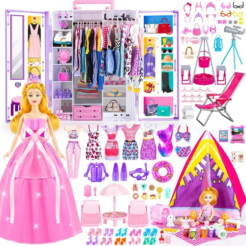 Vista 13 de 60 piezas de caballo de muñeca con muñeca, ropa y accesorios para regalos