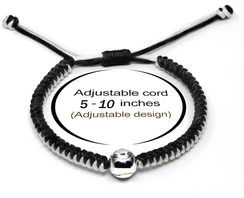 Vista 4 de Pulseras trenzadas hechas a mano, regalos de béisbol para niños, pulseras ajustables con cuentas de béisbol, pulseras de béisbol inspiradoras