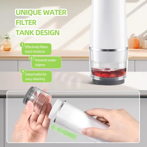 Vista 3 de Sellador al vacío, sellador de alimentos inalámbrico de mano con 30 bolsas reutilizables, sensor de parada automática y tanque de agua visible