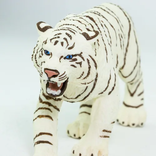 Vista 5 de Safari Ltd. Figura de tigre de Bengala blanca – Figura detallada de plástico de 6 pulgadas – Divertido juguete educativo para niños, niñas y niños a