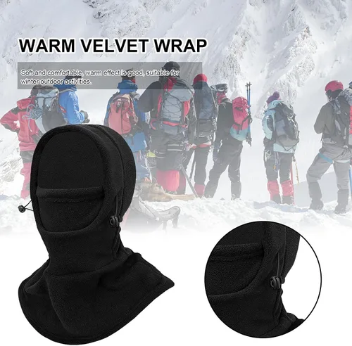 Vista 2 de Cycling Masque, Elastic Drawstring Winter Balaclava Full Face Cover, Waterproof Fleece Full Face Ski Cover, Warm