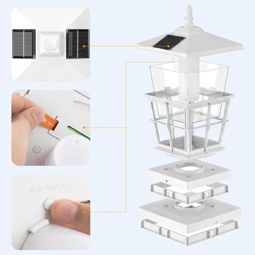Vista 7 de JOFIOS Paquete de 2 luces solares con tapa de poste, luz de llama, para Blanco